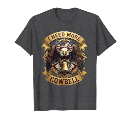 Mademark I Need More Cowbell Funny Music Design T-Shirt - size chart