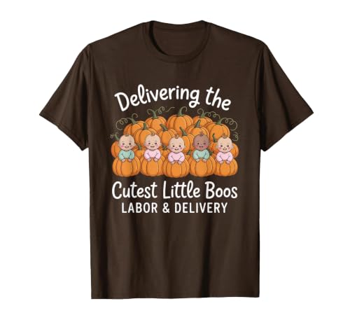 Spooky Nurse Halloween Labor and Delivery Gift Tee Delivering The Cutest Boos Labor & Delivery Halloween Nurse T-Shirt -