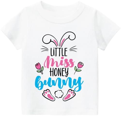 Easter Day Gift for Toddler Boy Baby Girl Tractor Loving Bunny T-Shirt — design detail
