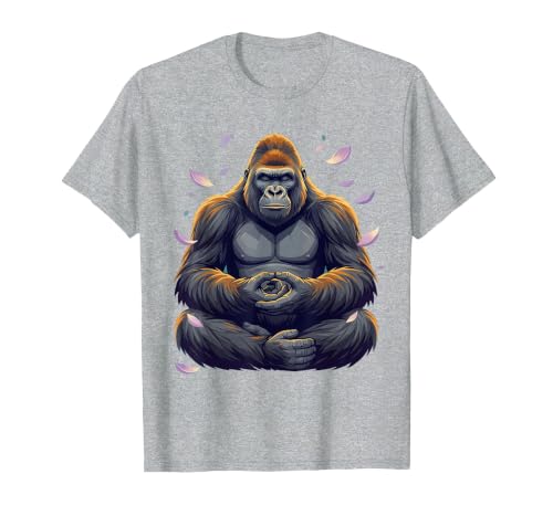 Mademark Meditating Gorilla Zen Monkey Graphic Design T-Shirt - Men - size chart