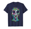 Skull & Halloween Designs for Bikers and Rockers Melting Skull Halloween Colorful Paint Drip Graphic T-Shirt - size chart