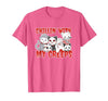 Chillin With My Creeps Apparel Chillin with My Creeps Cat Horror Killer Halloween Costume T-Shirt - size chart