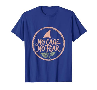 No Cage No Fear Bold Shark Graphic Design T-Shirt