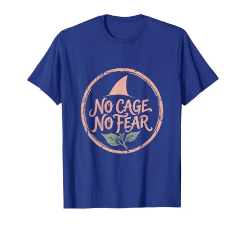 Mademark No Cage No Fear Bold Shark Graphic Design T-Shirt - size chart
