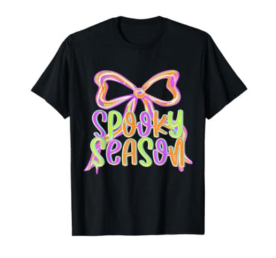 Halloween Black-Cat Treat or Trick Fall Vibes Tees Spooky Season Halloween Coquette Bow Autumn Fall Girls Kids T-Shirt