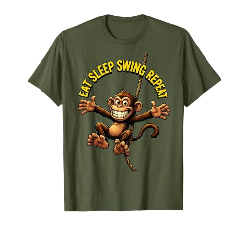 Mademark Eat Sleep Swing Repeat Monkey Graphic Design T-Shirt - Men - size chart