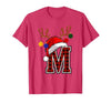 Christmas Buffalo Plaid Alphabet Tees Letter M Name Initial Buffalo Plaid Alphabet Monogram T-Shirt - size chart