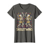 Spirit Week Twin Day Skeletwins Halloween Twins Dancing Skeletons Twins Halloween Matching Skeletwins T-Shirt - size chart