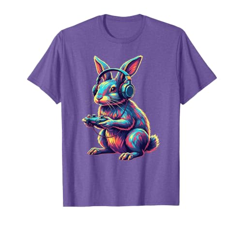 Rabbit Gaming Animal Video Games Funny Rabbit T-Shirt — design detail
