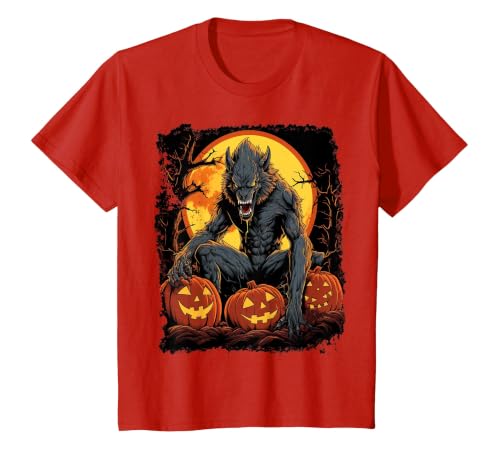 FrightNightFits Werewolf Orange Halloween T-Shirt - size chart