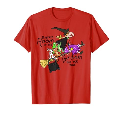 Funny Teacher Witch Tee Shirt There's Room On My Broom for You Too Teacher T-Shirt - size chart
