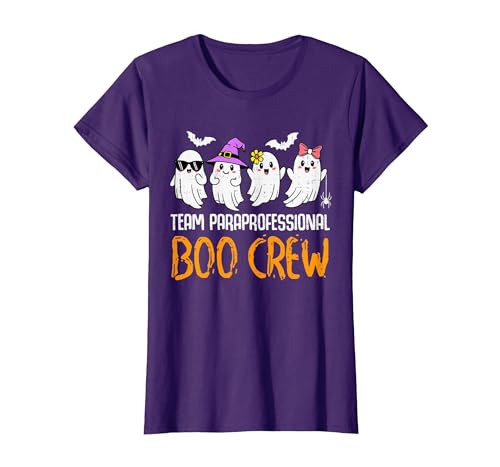 Halloween Tees for Women Men Kids Team Paraprofessional Boo Crew Ghost Halloween para Costume T-Shirt - size chart