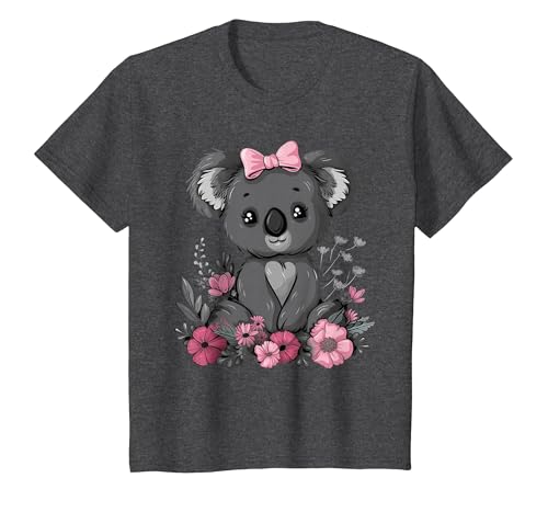 We Love Koalas - Kids Apparel Co. Koala Kawaii Koala Bear Pink Bow Flowers Girls Kids T-Shirt - size chart