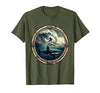 Mademark Shark Silhouette Under Lone Surfer Graphic T-Shirt - Pink