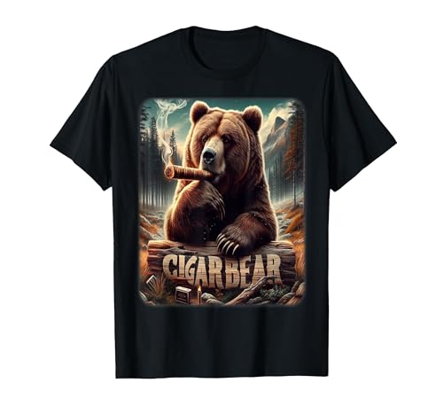 CigarKurt Cigar Smoking Cigar Bear T-Shirt - size chart