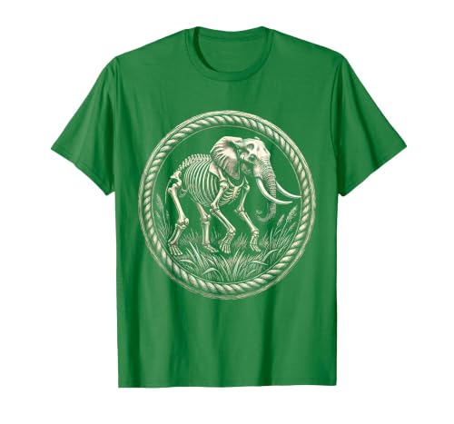 Mademark Elephant Skeleton Mid-Stride Through Tall Grass T-Shirt - Men - size chart