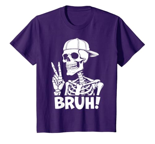 Skeleton Peace Sign Shirts For Men Women & Kids Bruh Skeleton Hand Peace Sign Halloween Skeleton Hand Sign T-Shirt - size