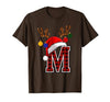 Christmas Buffalo Plaid Alphabet Tees Letter M Name Initial Buffalo Plaid Alphabet Monogram T-Shirt - size chart