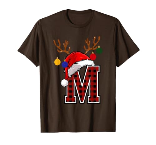 Christmas Buffalo Plaid Alphabet Tees Letter M Name Initial Buffalo Plaid Alphabet Monogram T-Shirt - size chart