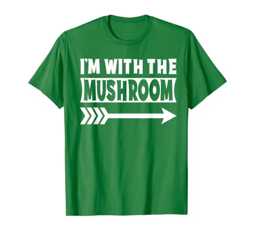 Funny Lazy & Easy Halloween Couple Costume Tee I'm with The Mushroom Halloween Costume Mushroom Halloween T-Shirt - size