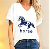 Pukcoun Horse Shirt Horse Lover V-Neck Shirt Retro Graphics T-Shirt Unisex - size chart