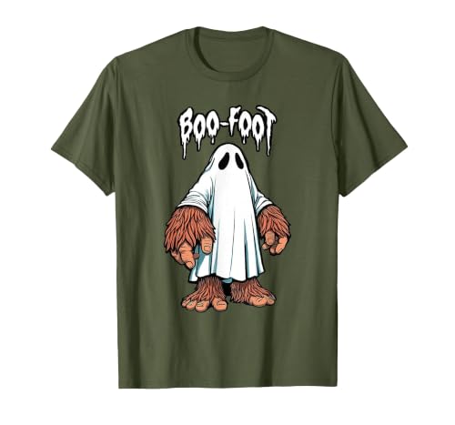 Spooky Bigfoot Sasquatch Ghost Halloween Humor Fun Boo Foot Bigfoot Ghost Sasquatch Halloween Funny Humor T-Shirt - size