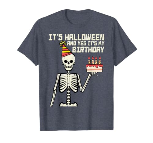 Halloween Shirts For Women Men Kids Boys Girls Its Halloween Yes My Birthday Skeleton Costume Men Women Kid T-Shirt - size