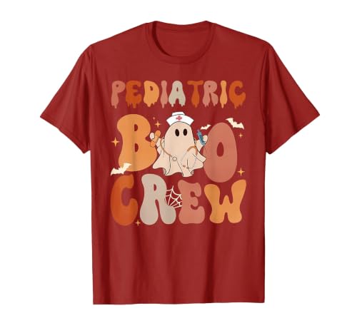 Funny Pediatric shirts for work Pediatric Nurse Shirt Halloween Pediatric Boo Crew T-Shirt - size chart
