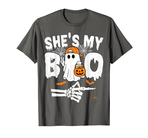Funny Couples Halloween Matching Couple Outfits He's My Boo Matching Couple Halloween Couples She's My Boo T-Shirt - size