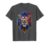 Psychedelic Jungle Glow Animal Art Glow Lion Head Art Psychedelic Jungle Animal Face T-Shirt - size chart