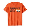 LGBTQ Pride Gifts Chubby Guys Cuddle Better Gay Bear Pride Couple Flag Love T-Shirt - size chart