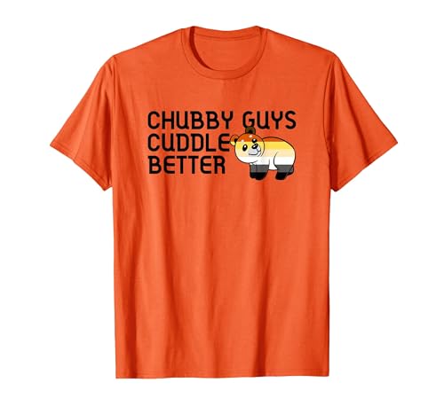 LGBTQ Pride Gifts Chubby Guys Cuddle Better Gay Bear Pride Couple Flag Love T-Shirt - size chart