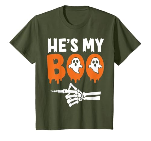 He's My Boo Matching Halloween Pajama Couples Funny T-Shirt - size chart