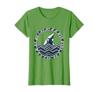 Shark Fin Ocean Wave Hawaiian Graphic Tee T-Shirt