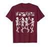 Dancing Skeletons Halloween Party Music Shirts Spooky Skeletons Symphony Halloween Dance Music Men Women T-Shirt - size chart