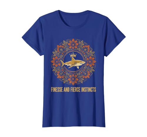 Mademark Finesse and Fierce Instincts Shark Women Design T-Shirt - size chart