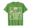Funny Skeleton Drinking Bourbon Whiskey Halloween Alcoholic T-Shirt - size chart