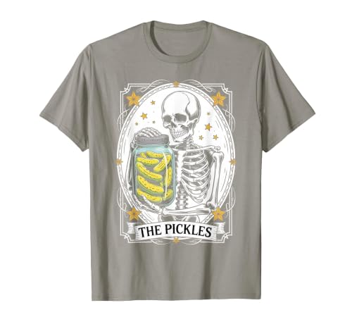 Tarot Card Skeleton Halloween Ades.shirt The Pickles Tarot Card Skeleton Canning Season Gardener T-Shirt - size chart