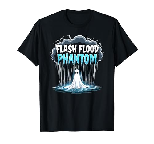 Mademark Halloween Weather Flash Flood Phantom Spooky Storm T-Shirt - size chart