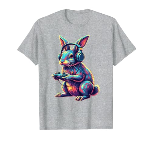 Rabbit Gaming Animal Video Games Funny Rabbit T-Shirt — design detail