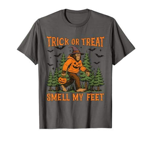 Bigfoot Halloween Costume Party Outfits Trick Or Treat Smell My Feet Bigfoot Halloween Sasquatch T-Shirt - size chart