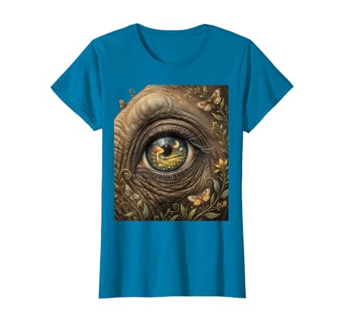 Mademark Elephant Eye Landscape Reflection Wildlife Art T-Shirt - Women - size chart