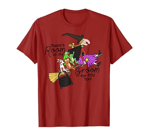 Funny Teacher Witch Tee Shirt There's Room On My Broom for You Too Teacher T-Shirt - size chart