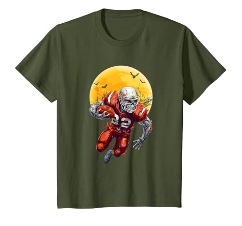 American Football Skeleton Halloween Shirt Football Fan T-Shirt - size chart