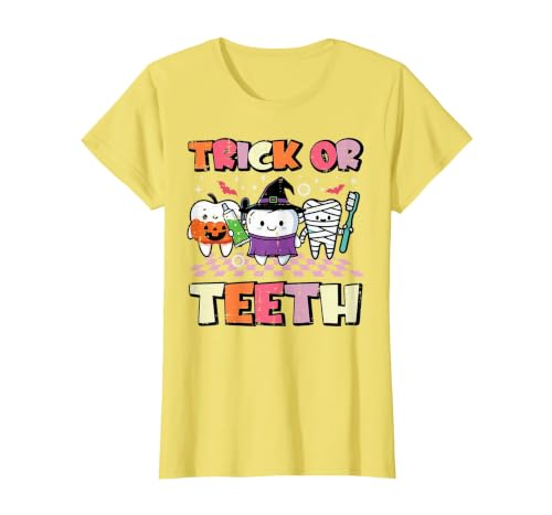 Halloween Shirts For Women Men Kids Boys Girls Halloween Dentist Trick Or Teeth Dental Costume Men Women T-Shirt - size chart
