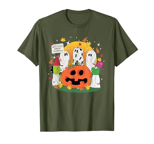 Funny Halloween gift tee Welcome Great Pumpkin Boo Witch Pumpkin Halloween T-Shirt - size chart
