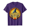 Mademark Shark Fin Circling Popcorn Bowl Snack Design T-Shirt - size chart