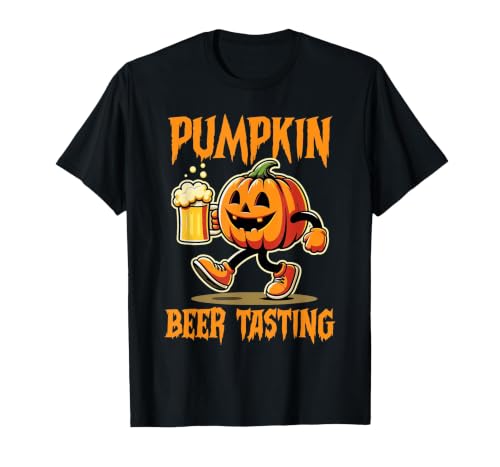 Beer Halloween Costume Pumpkin Beer Tasting Funny Halloween Beer Lover Drinking T-Shirt - size chart