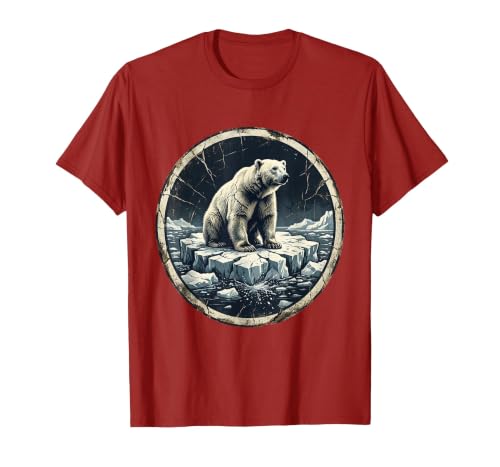Mademark Polar Bear Drifting on Ice Floe Illustration T-Shirt - size chart