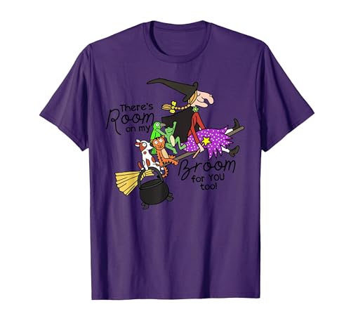 Funny Teacher Witch Tee Shirt There's Room On My Broom for You Too Teacher T-Shirt - size chart